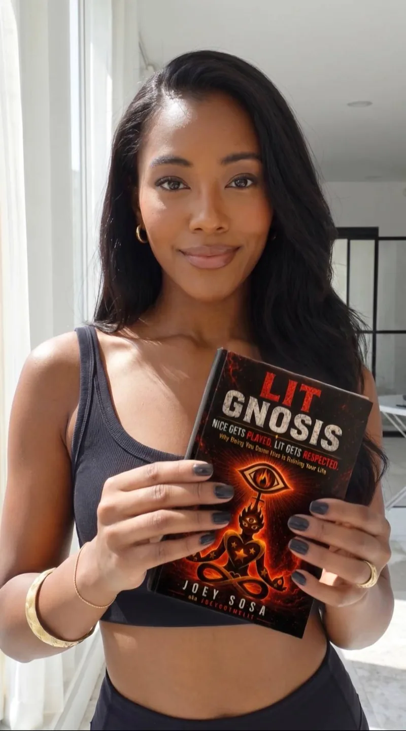 Lit Gnosis supporter with a Lit Gnosis book