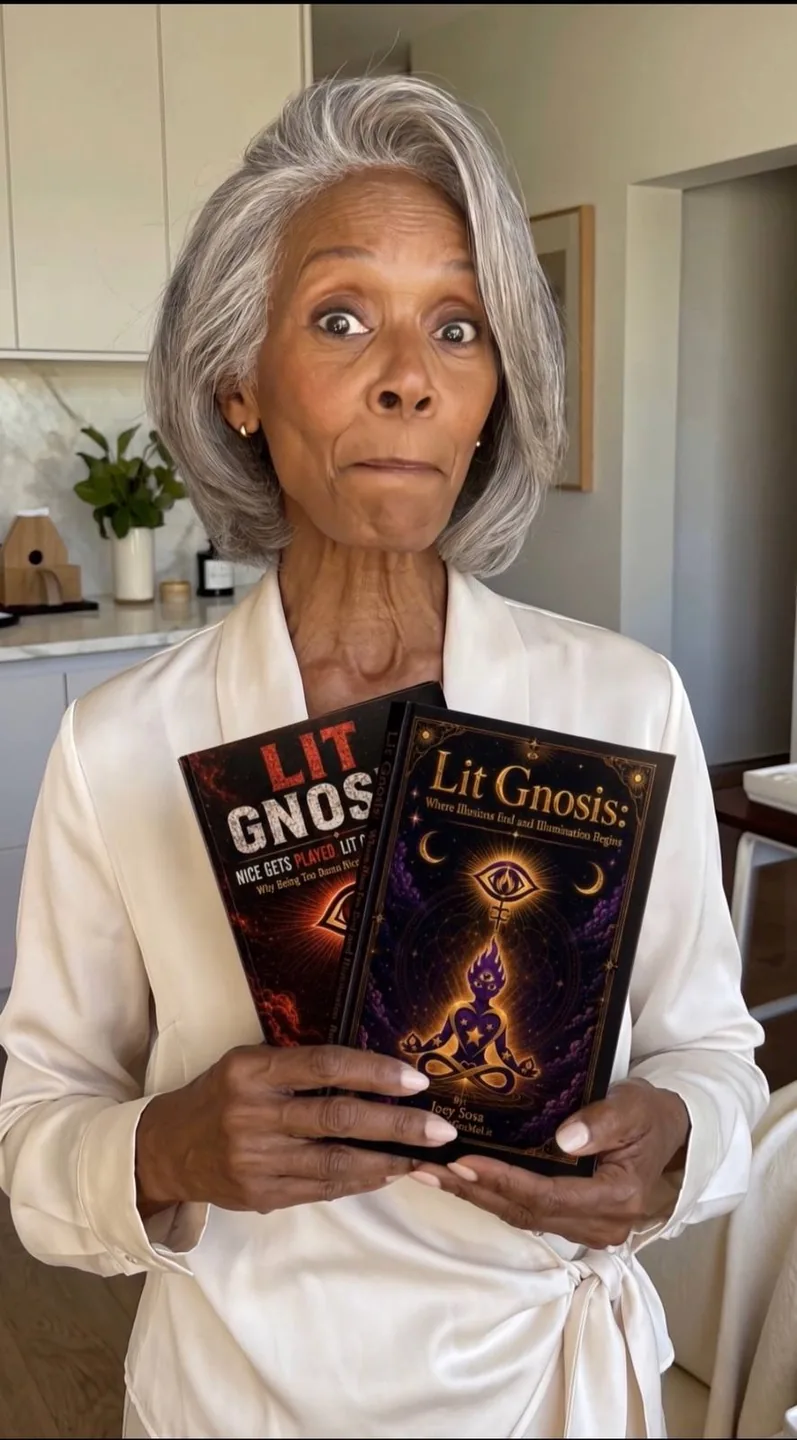 Lit Gnosis supporter with a Lit Gnosis book