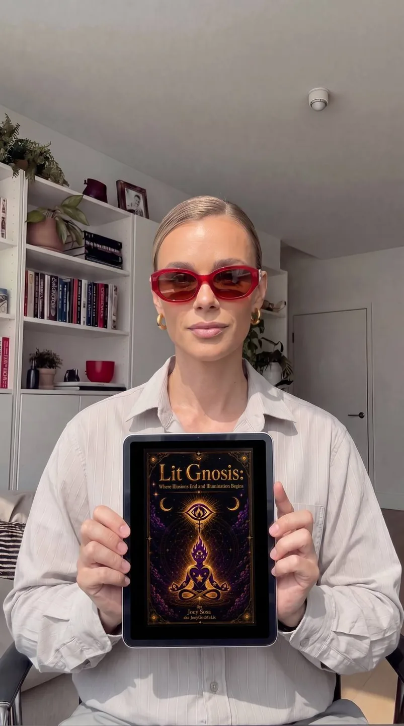 Lit Gnosis supporter with a Lit Gnosis book