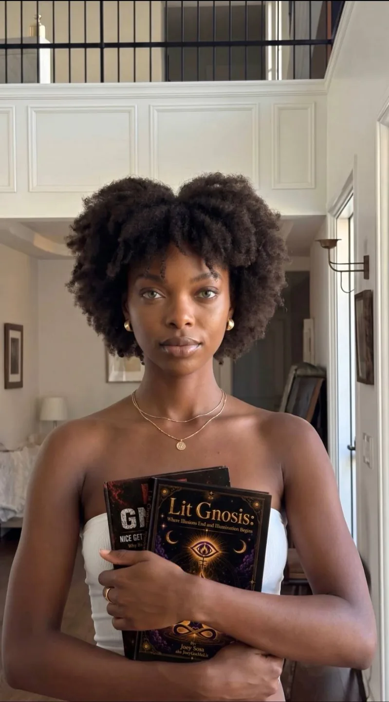 Lit Gnosis supporter with a Lit Gnosis book